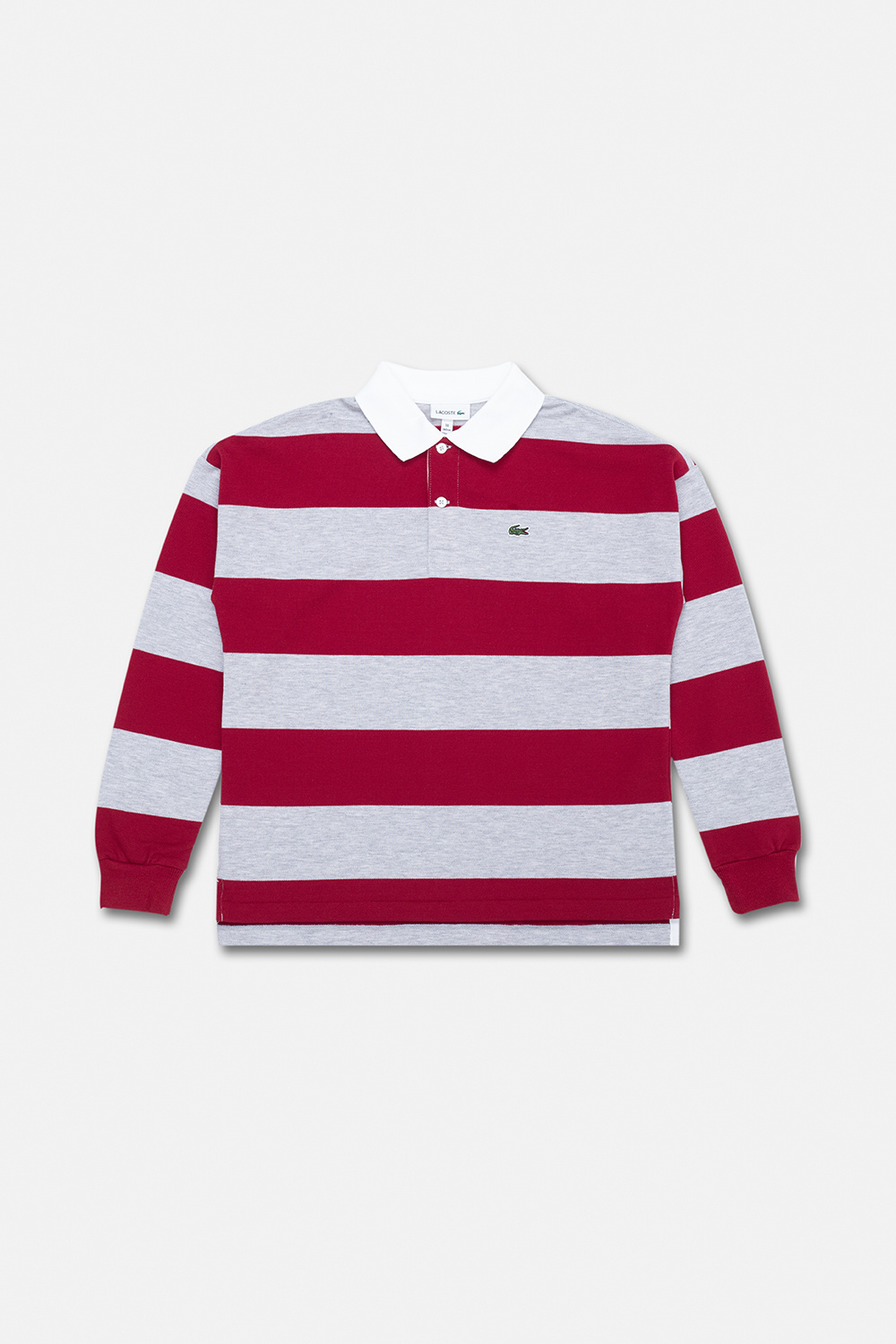 Polo manches longues gar on 24 mois Red Striped polo shirt